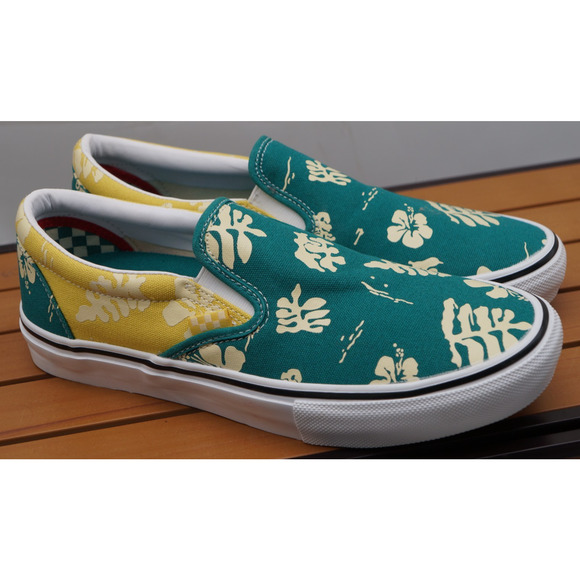 NEW Mens Vans Skate Slip-On Aloha Marine & Gold Skate Shoe: Size 10 - Picture 1 of 11